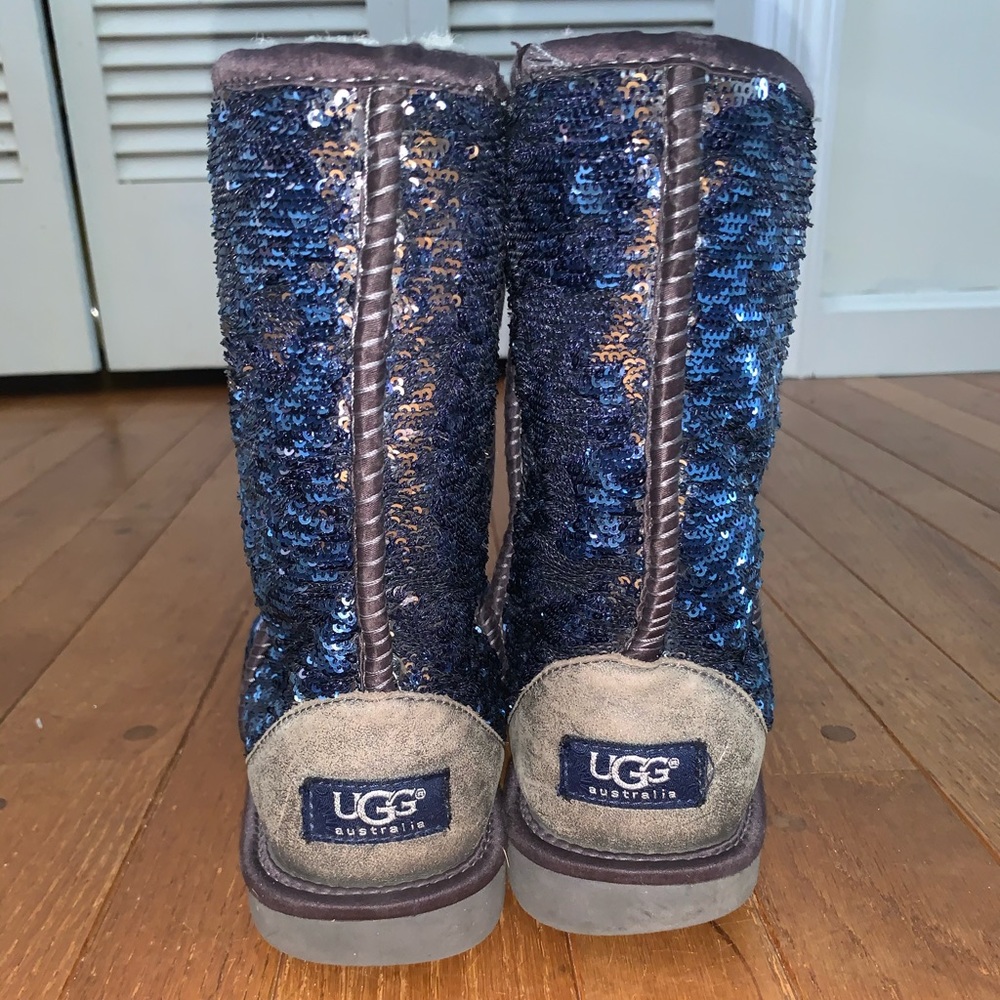 Blue and Silver Glitter Reversible Uggs